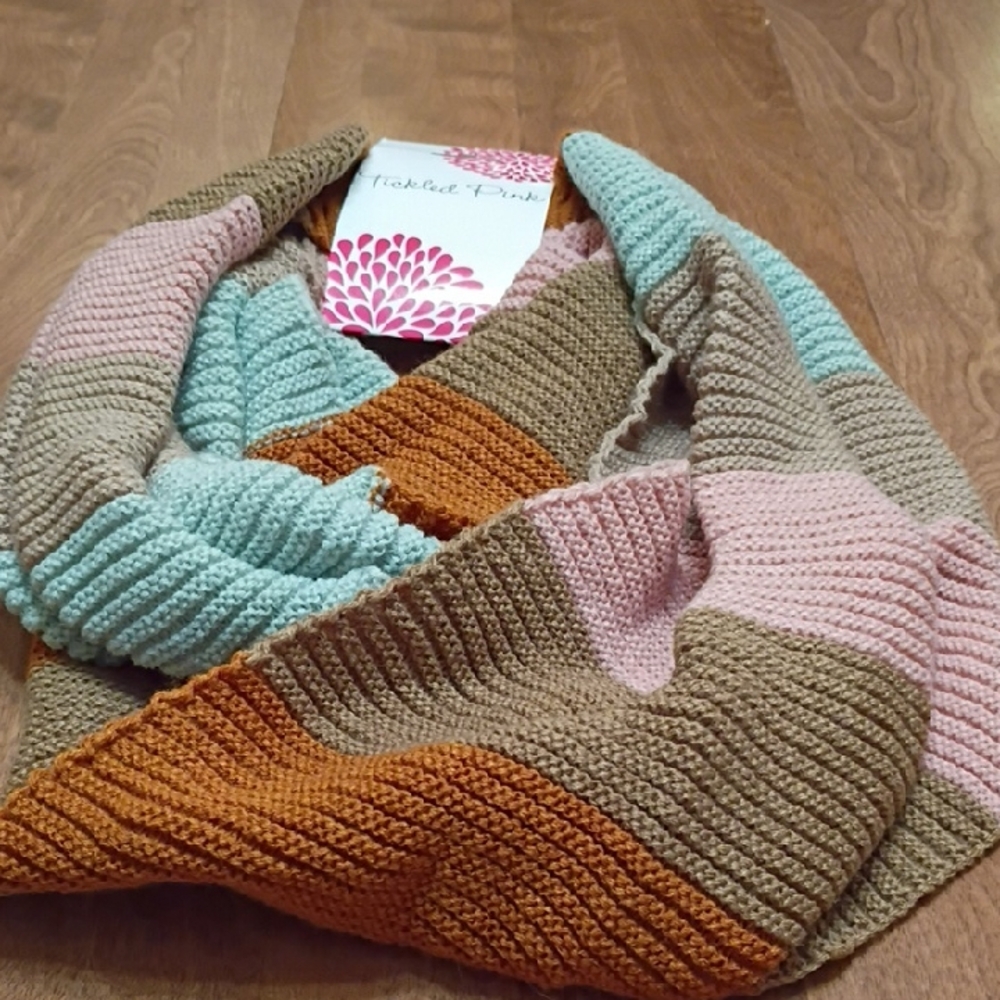 Elegant Multicolor Knit Infinity Scarf NWT By Tickled Pink